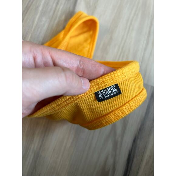 Medium Victoria's Secret PINK Sexy Thong String V-Cut LOGO Golden Mustard NWT - Picture 3 of 5